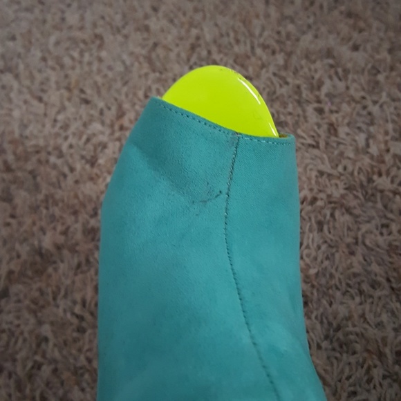 Qupid lime green and teal wedges - Picture 3 of 4